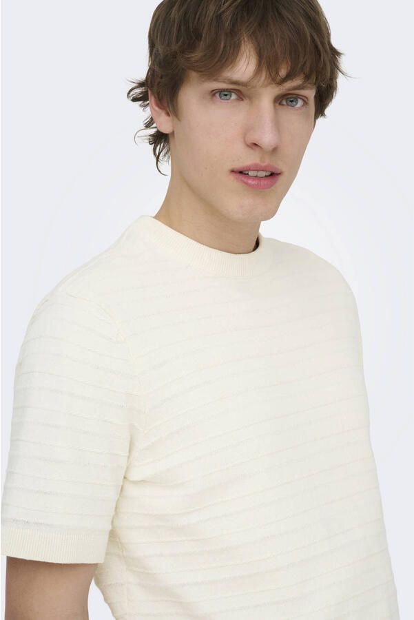 ONLY & SONS regular T-shirt gebreid ecru - Foto 3