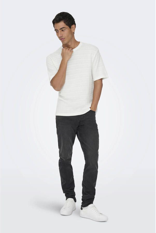 ONLY & SONS regular T-shirt gebreid wit - Foto 2