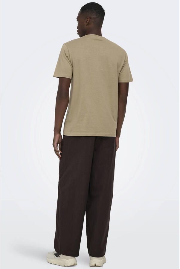 ONLY & SONS regular T-shirt lichtbruin - Foto 3