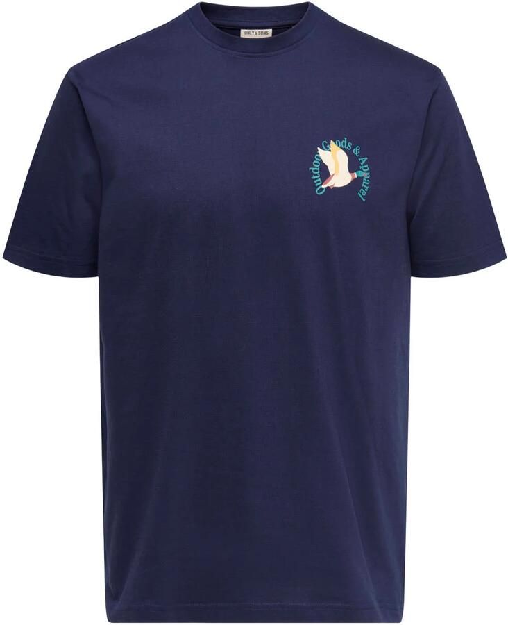 ONLY & SONS regular T-shirt met backprint donkerblauw - Foto 2