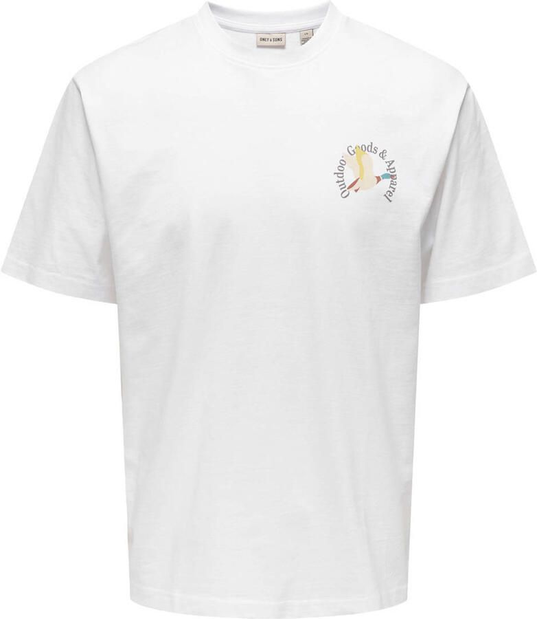 ONLY & SONS regular T-shirt met backprint wit