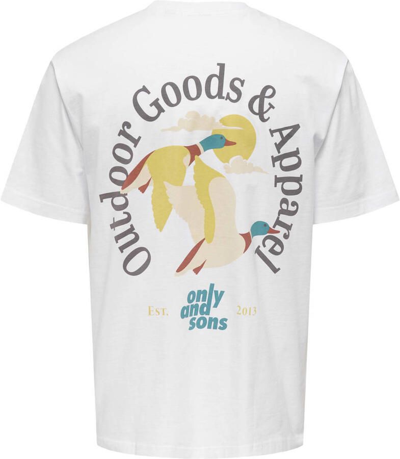 ONLY & SONS regular T-shirt met backprint wit - Foto 2