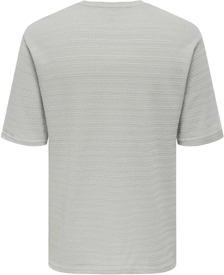 ONLY & SONS regular T-shirt met ingebreid patroon grijs