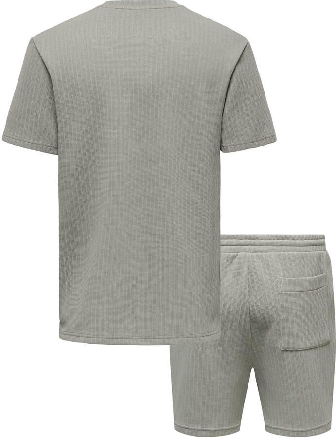 ONLY & SONS regular T-shirt met short gebreid grijsgroen (set van 2)