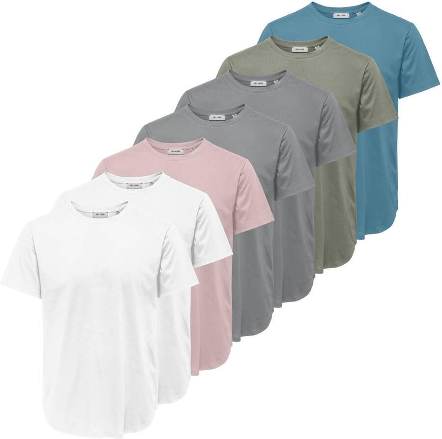 ONLY & SONS regular T-shirt multi (set van 7)