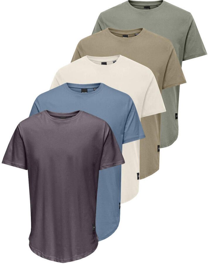 ONLY & SONS regular T-shirt multi (set vanÂ 5)