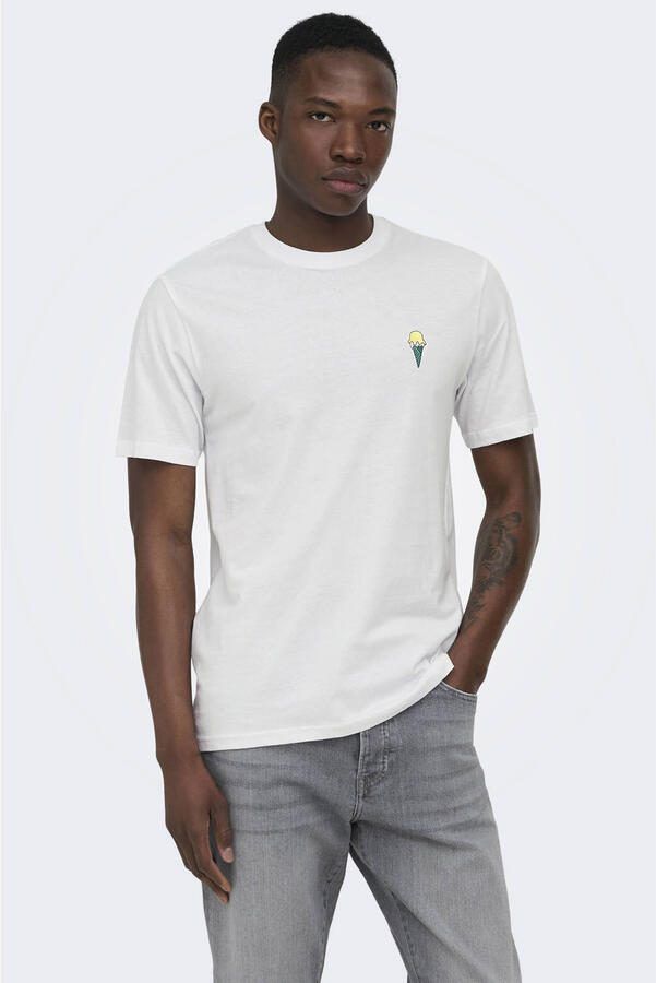 ONLY & SONS regular T-shirt wit