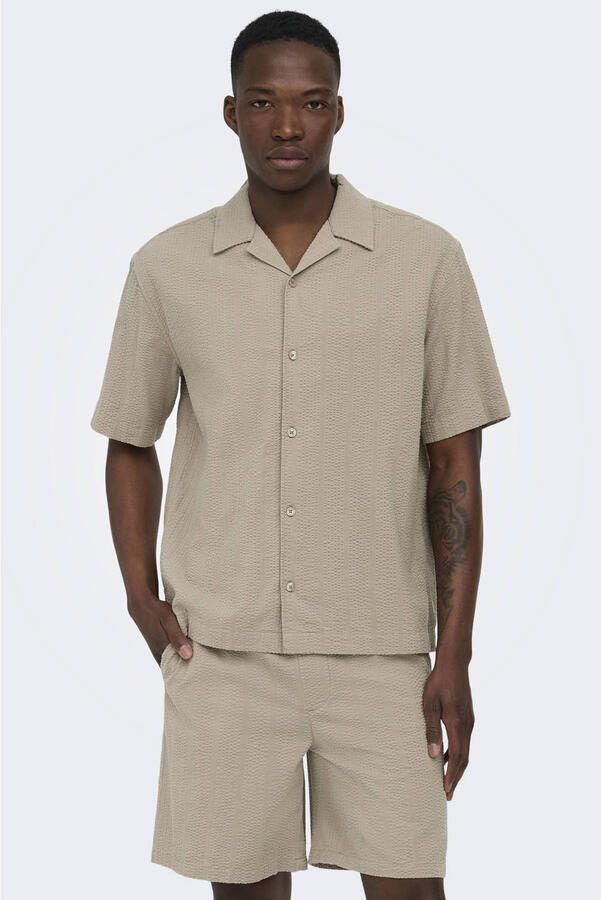 ONLY & SONS relaxed casual overhemd beige