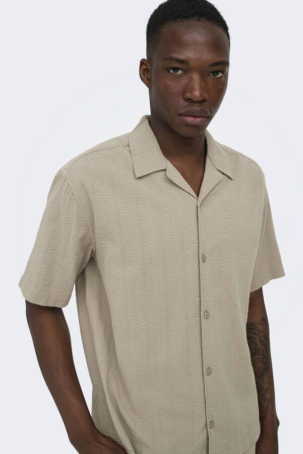 ONLY & SONS relaxed casual overhemd beige - Foto 3