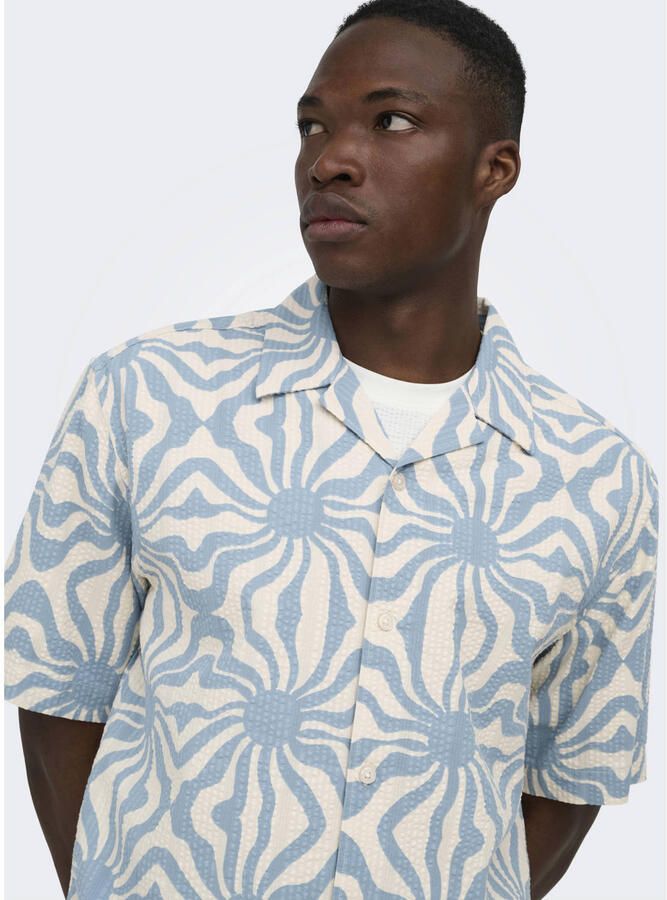 ONLY & SONS relaxed casual overhemd blauw