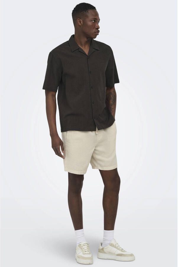 ONLY & SONS relaxed casual overhemd bruin - Foto 2
