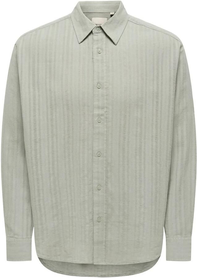 ONLY & SONS relaxed fit casual overhemd met linnen lichtgroen