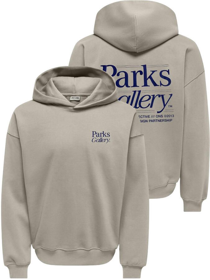 ONLY & SONS relaxed fit hoodie met backprint beige