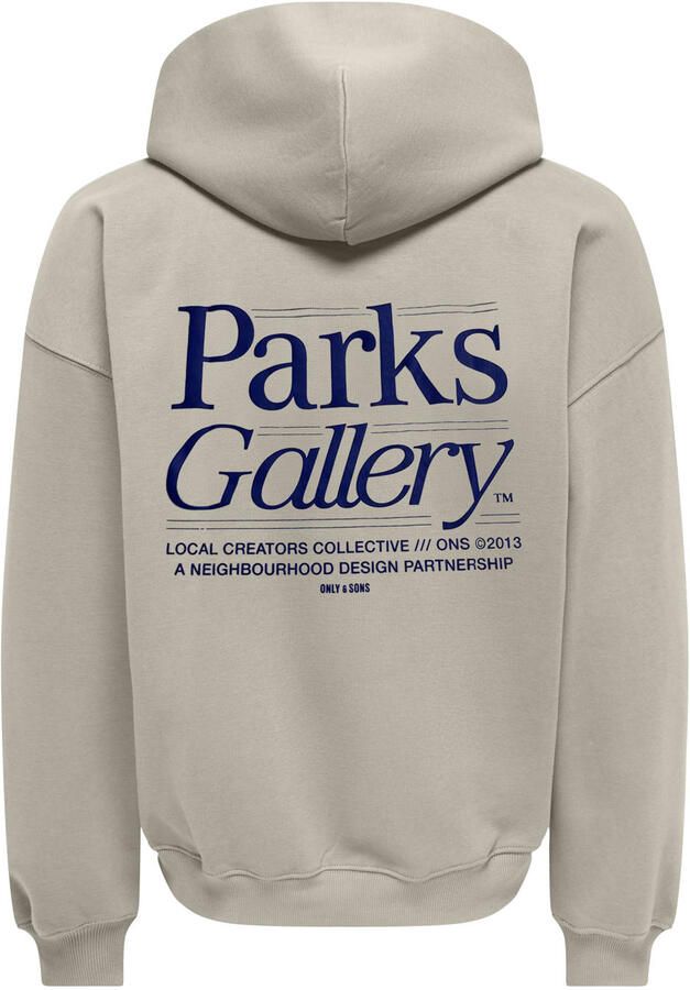 ONLY & SONS relaxed fit hoodie met backprint beige - Foto 2