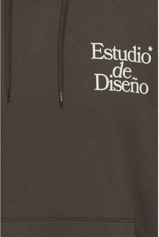 ONLY & SONS relaxed fit hoodie met backprint donkerbruin - Foto 2