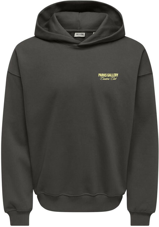 ONLY & SONS relaxed fit hoodie met backprint grijs - Foto 2