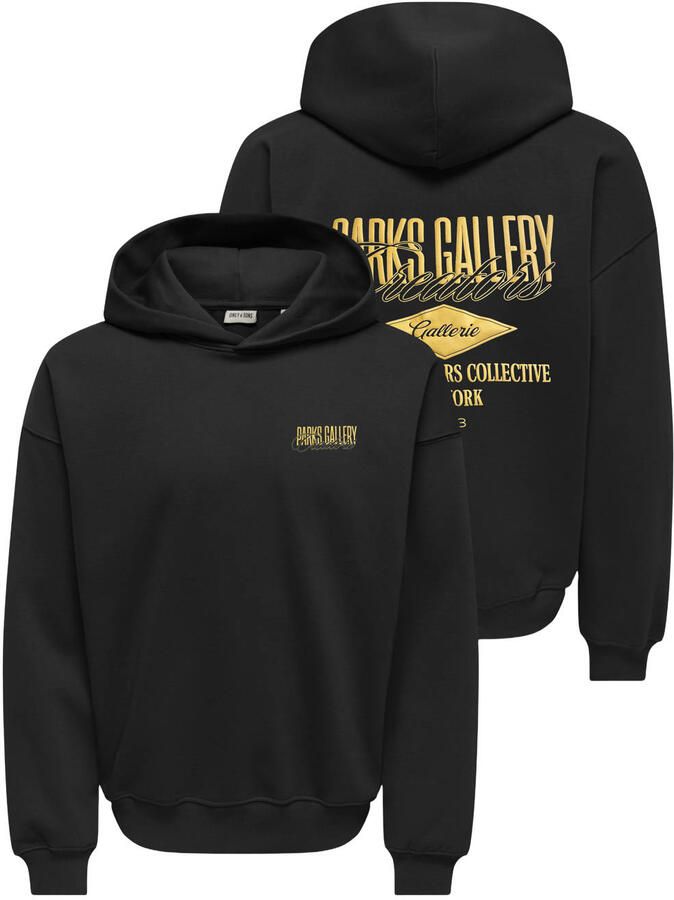 ONLY & SONS relaxed fit hoodie met backprint zwart