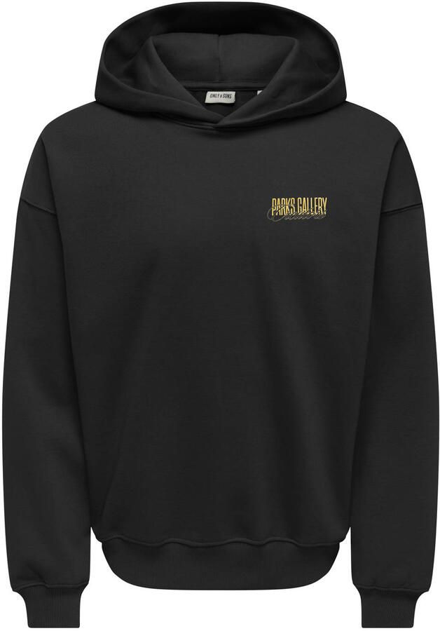 ONLY & SONS relaxed fit hoodie met backprint zwart - Foto 2