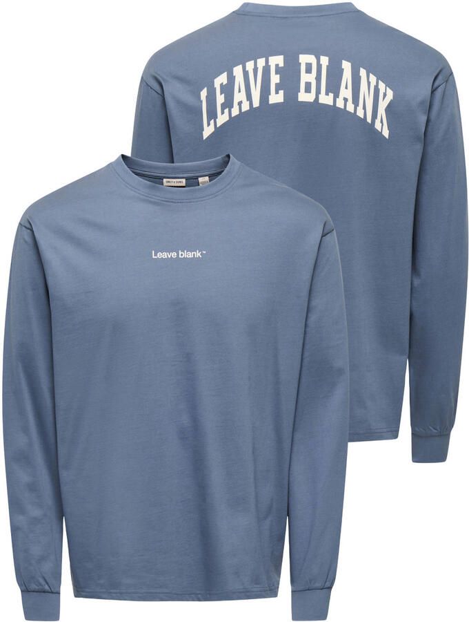 ONLY & SONS relaxed fit longsleeve met backprint indigo