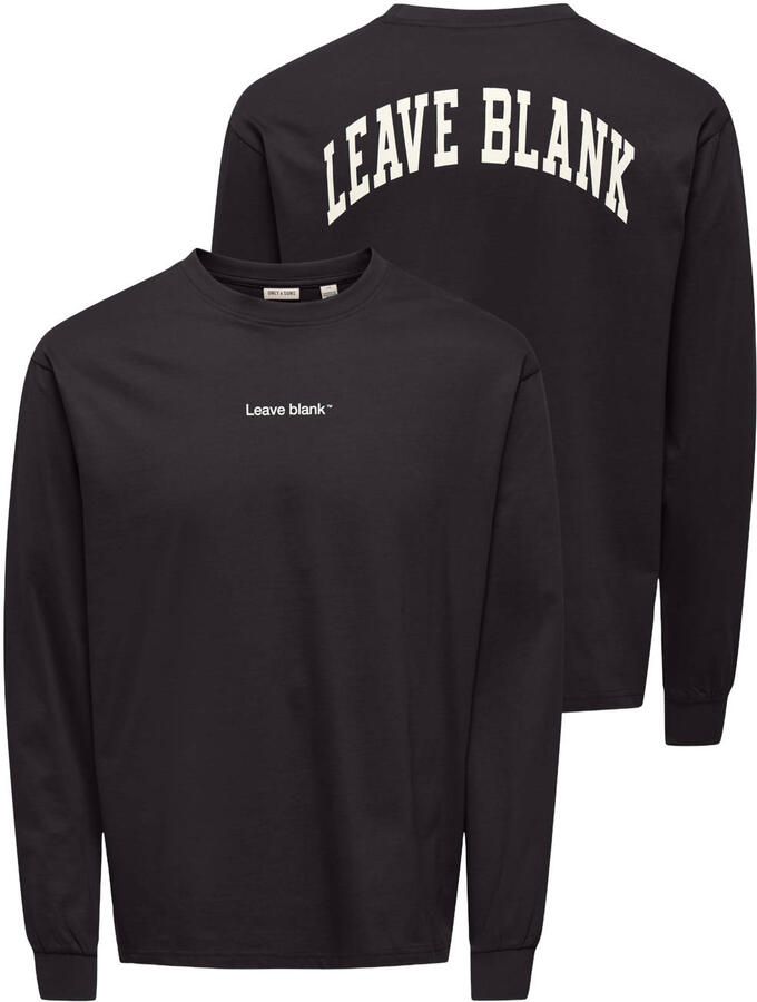 ONLY & SONS relaxed fit longsleeve met backprint zwart