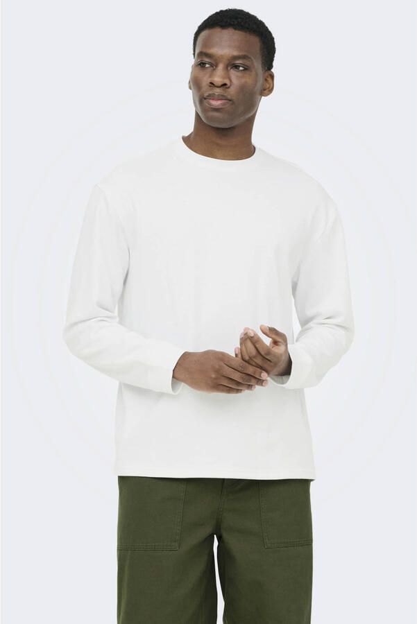 ONLY & SONS relaxed fit longsleeve wit
