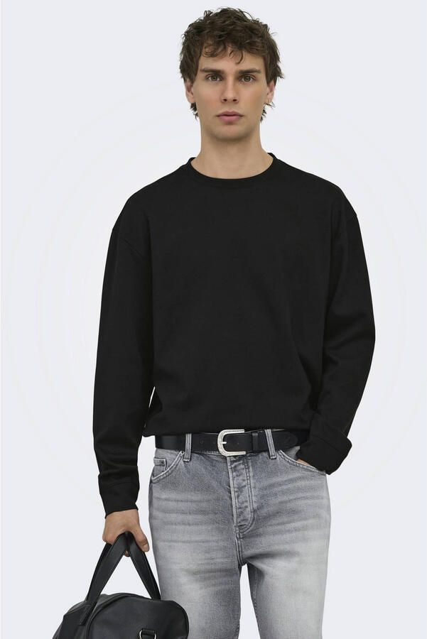 ONLY & SONS relaxed fit longsleeve zwart
