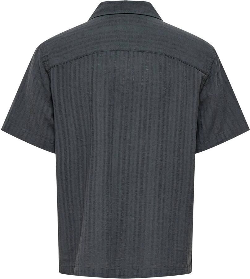 ONLY & SONS relaxed fit overhemd met linnen antraciet