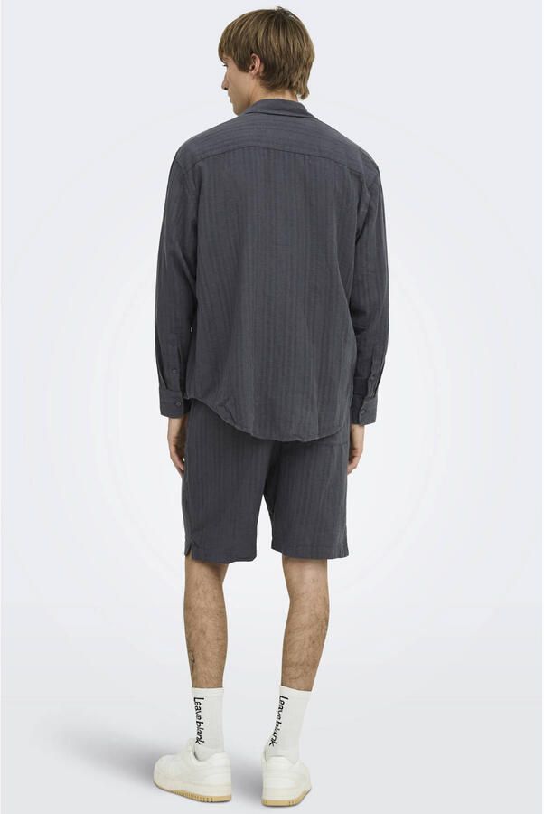 ONLY & SONS relaxed fit overhemd met linnen grijs - Foto 2
