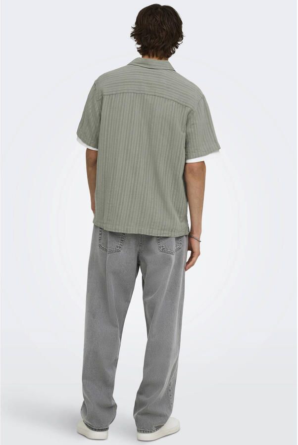 ONLY & SONS relaxed fit overhemd met linnen groen - Foto 5
