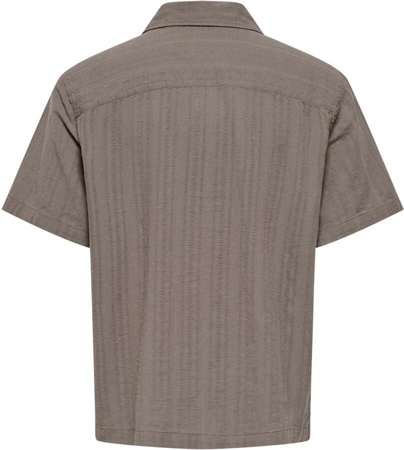 ONLY & SONS relaxed fit overhemd met linnen taupe