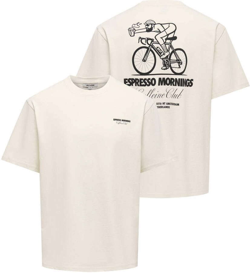 ONLY & SONS relaxed fit T-shirt met backprint ecru - Foto 2