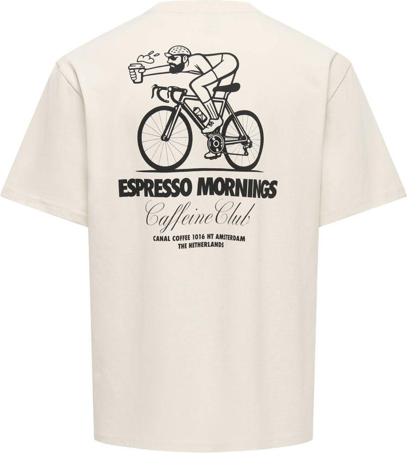 ONLY & SONS relaxed fit T-shirt met backprint ecru - Foto 3