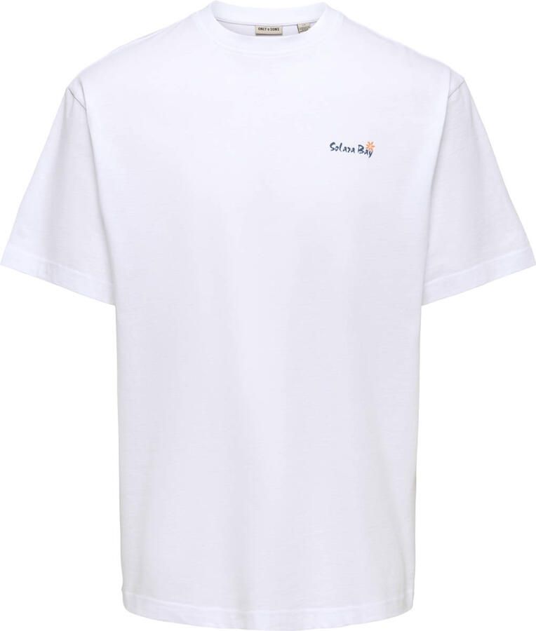 ONLY & SONS relaxed fit T-shirt met backprint helder wit