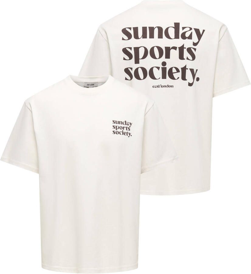 ONLY & SONS relaxed fit T-shirt met backprint wit - Foto 2