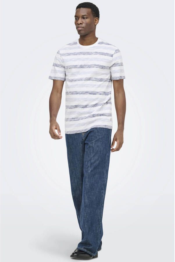 ONLY & SONS relaxed gestreept T-shirt blauw - Foto 3