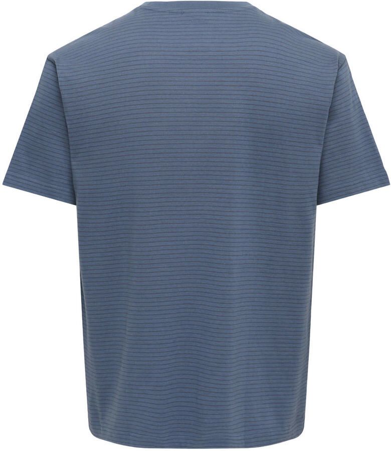 ONLY & SONS relaxed gestreept T-shirt blauw - Foto 2