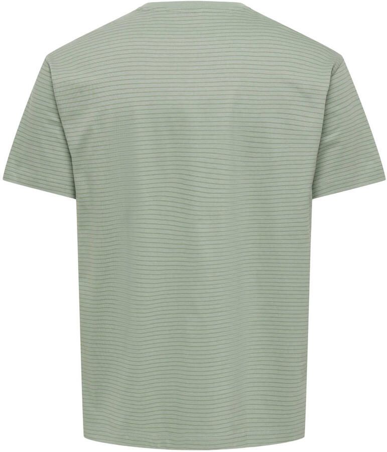 ONLY & SONS relaxed gestreept T-shirt groen - Foto 2