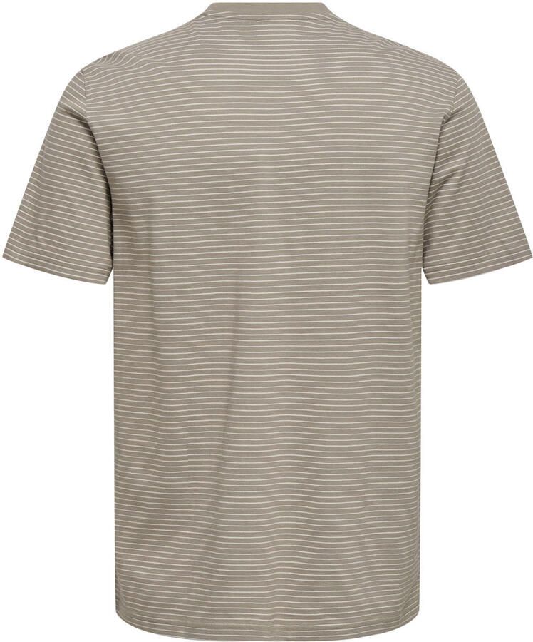 ONLY & SONS relaxed gestreepte T-shirt taupe - Foto 2
