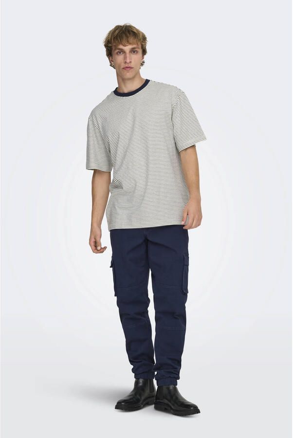 ONLY & SONS relaxed gestreepte T-shirt wit - Foto 3