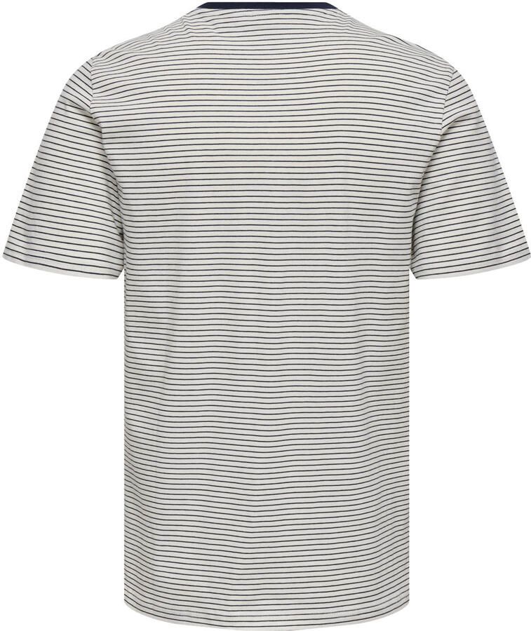 ONLY & SONS relaxed gestreepte T-shirt wit - Foto 2