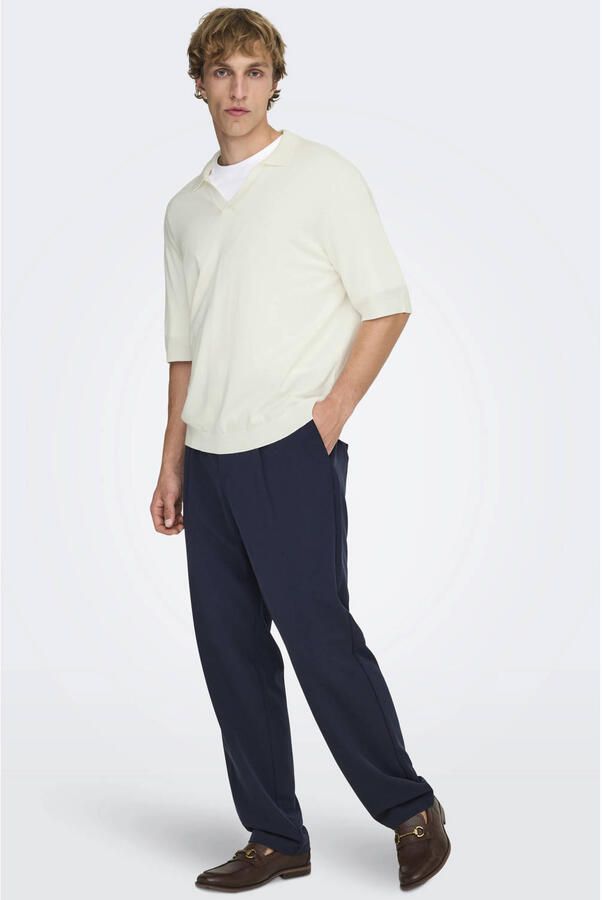ONLY & SONS relaxed polo gebreid ecru - Foto 3