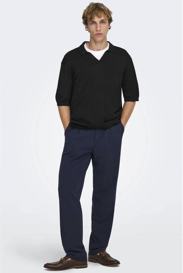 ONLY & SONS relaxed polo gebreid zwart - Foto 3