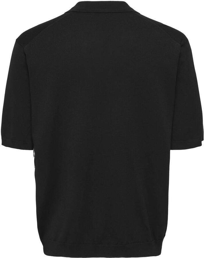 ONLY & SONS relaxed polo gebreid zwart - Foto 2