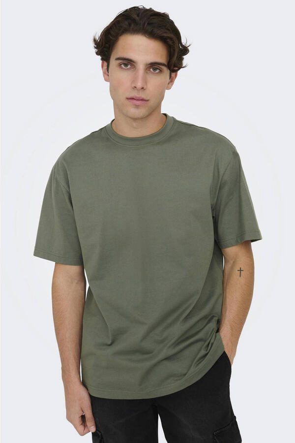 Only & Sons relaxed fit T-shirt van puur katoen model 'FRED LIFE' - Foto 3