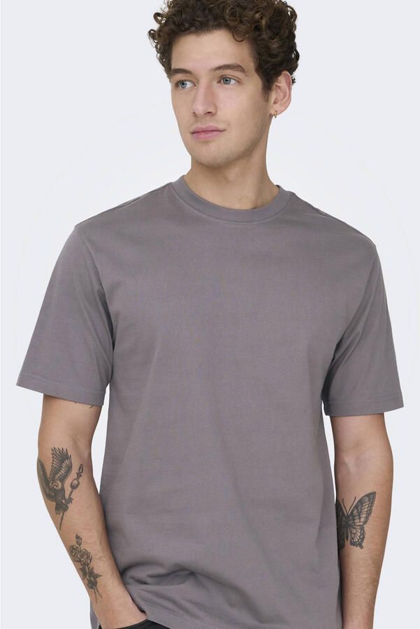 ONLY & SONS relaxed T-shirt donkerpaars