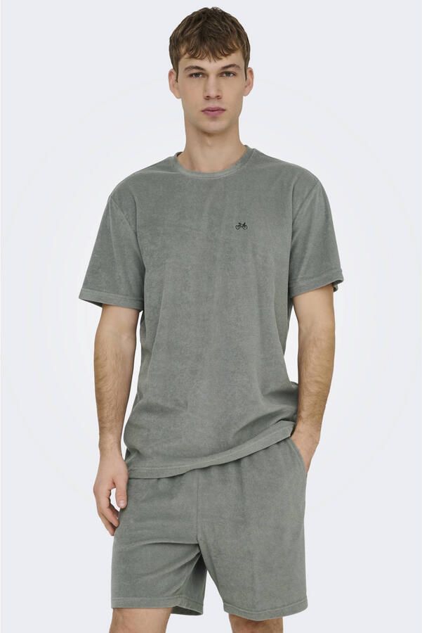 ONLY & SONS relaxed T-shirt grijsgroen