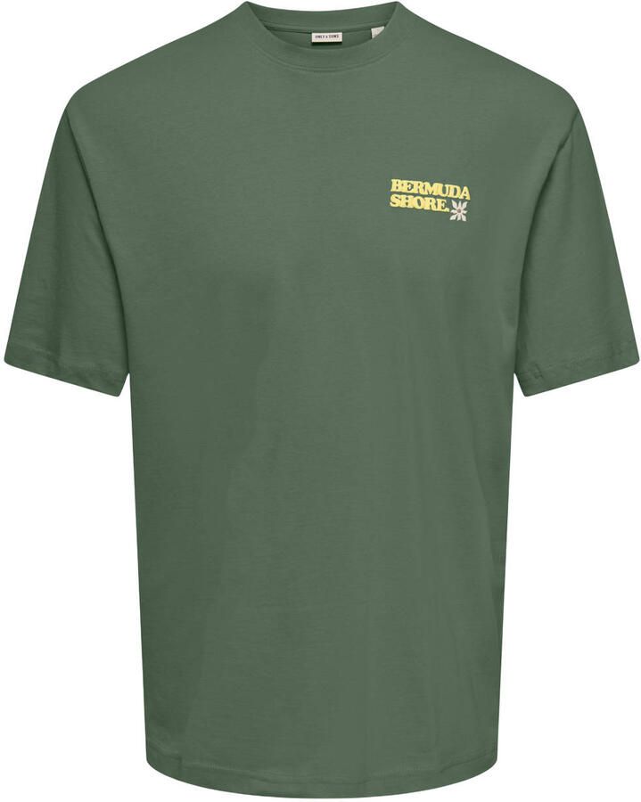 ONLY & SONS relaxed T-shirt met backprint donkergroen - Foto 2