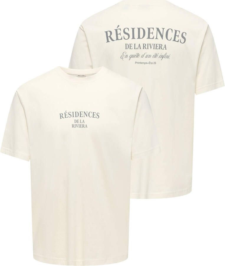 ONLY & SONS relaxed T-shirt met backprint ecru - Foto 2