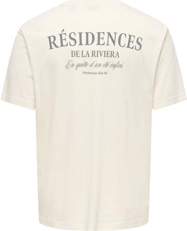 ONLY & SONS relaxed T-shirt met backprint ecru - Foto 3