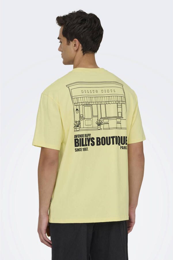 ONLY & SONS relaxed T-shirt met backprint geel - Foto 3
